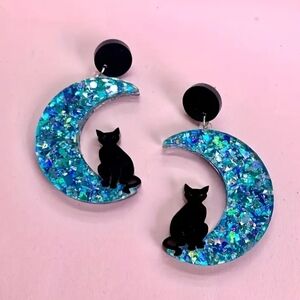 Moon Cat Earrings  (NWT)